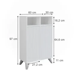 Midischrank Leano Weiß 60 x 97 cm mit 2 Türen Vicco