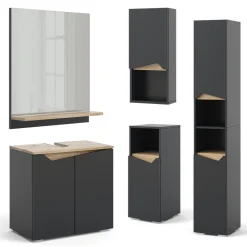 Midischrank Marelle Anthrazit/Artisan 30 x 74.5 cm mit Tür und offenem Fach Vicco