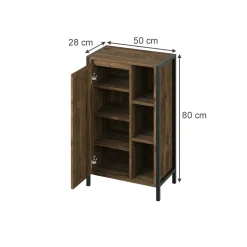 Midischrank Naola Eiche/Schwarz 50 x 80 cm mit 7 Fächern Vicco