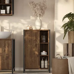 Midischrank Naola Eiche/Schwarz 50 x 80 cm mit 7 Fächern Vicco