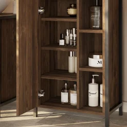 Midischrank Naola Eiche/Schwarz 50 x 80 cm mit 7 Fächern Vicco