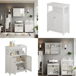 Midischrank Riad Weiß 60 x 80 cm mit Türen und offenem Fach Vicco