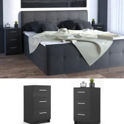 Nachttisch Schwarz 38 x 66 cm Vicco