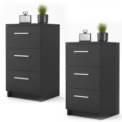 Nachttisch Schwarz 2er Set Vicco