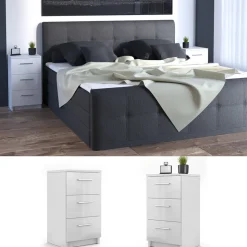 Nachttisch Weiß Hochglanz 38 x 66 cm Vicco