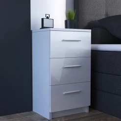 Nachttisch Weiß Hochglanz 38 x 66 cm Vicco