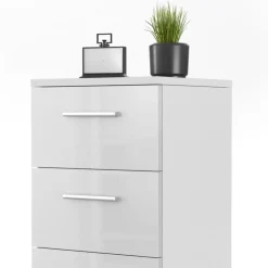 Nachttisch Weiß Hochglanz 38 x 66 cm Vicco