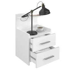 Nachttisch Alpin Weiß 40 x 62 cm mit Schubladen Vicco