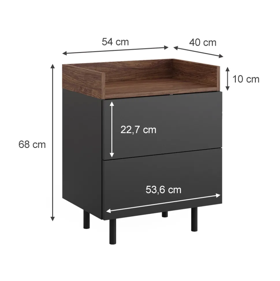 Nachttisch Anika Anthrazit 2er Set Vicco