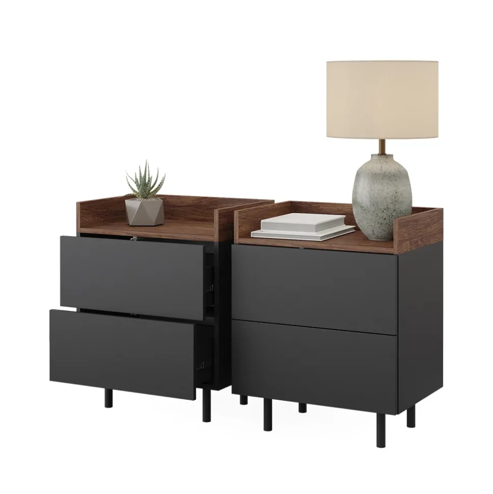 Nachttisch Anika Anthrazit 2er Set Vicco