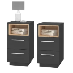 Nachttisch Beatrice Anthrazit 2er Set Vicco