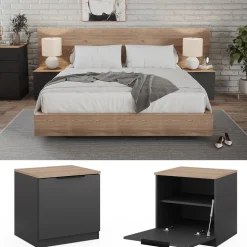 Nachttisch Betti Anthrazit/Sonoma 2er Set Vicco