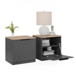 Nachttisch Betti Anthrazit/Sonoma 2er Set Vicco