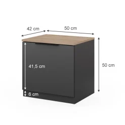 Nachttisch Betti Anthrazit/Sonoma 50 x 50 cm Vicco