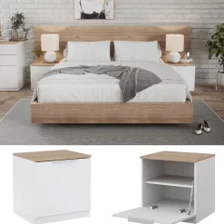 Nachttisch Betti Weiß/Sonoma 2er Set Vicco