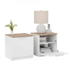 Nachttisch Betti Weiß/Sonoma 2er Set Vicco