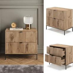 Nachttisch Eliza Viking Oak 66 x 60 cm mit 2 Schubladen Vicco