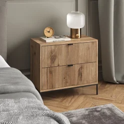 Nachttisch Eliza Viking Oak 66 x 60 cm mit 2 Schubladen Vicco