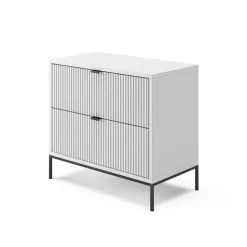 Nachttisch Eliza Weiß 66 x 60 cm mit 2 Schubladen Vicco