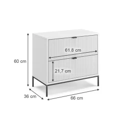 Nachttisch Eliza Weiß 66 x 60 cm mit 2 Schubladen Vicco