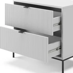 Nachttisch Eliza Weiß 66 x 60 cm mit 2 Schubladen Vicco