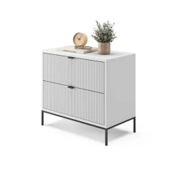 Nachttisch Eliza Weiß 66 x 60 cm mit 2 Schubladen Vicco