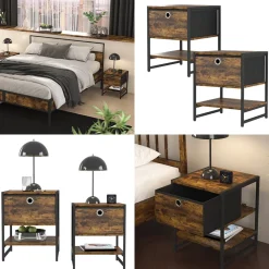 Nachttisch Fyrk Eiche rustikal 2er-Set Vicco