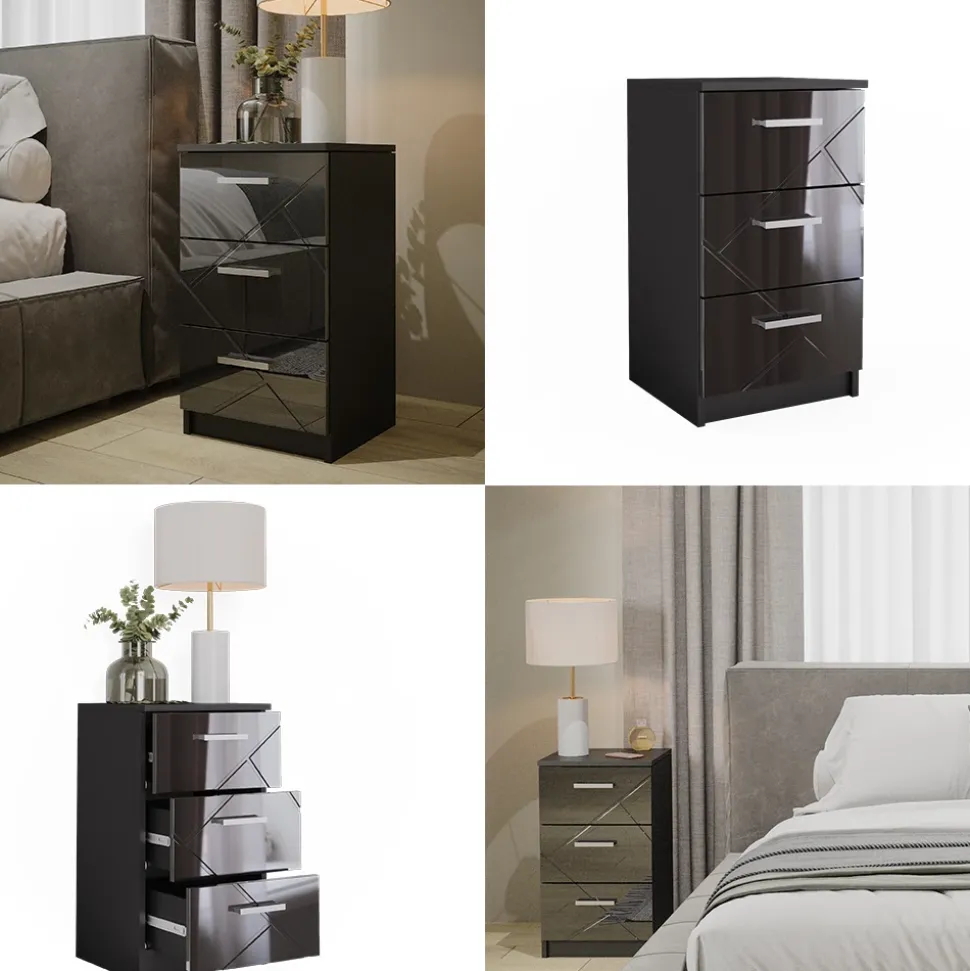 Nachttisch Irma Schwarz 35.5 x 66 cm Vicco