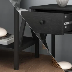 Nachttisch Keno Schwarz 40 x 55 cm mit Schublade Vicco