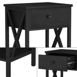 Nachttisch Keno Schwarz 40 x 55 cm mit Schublade Vicco