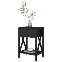 Nachttisch Keno Schwarz 40 x 55 cm mit Schublade Vicco