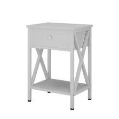 Nachttisch Keno Weiß 40 x 55 cm mit Schublade Vicco