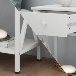 Nachttisch Keno Weiß 40 x 55 cm mit Schublade Vicco