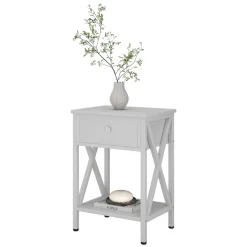 Nachttisch Keno Weiß 40 x 55 cm mit Schublade Vicco