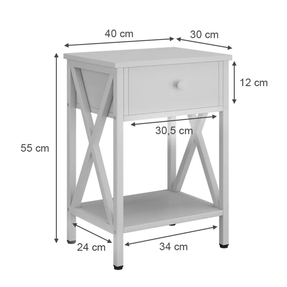 Nachttisch Keno Weiß 2er Set Vicco