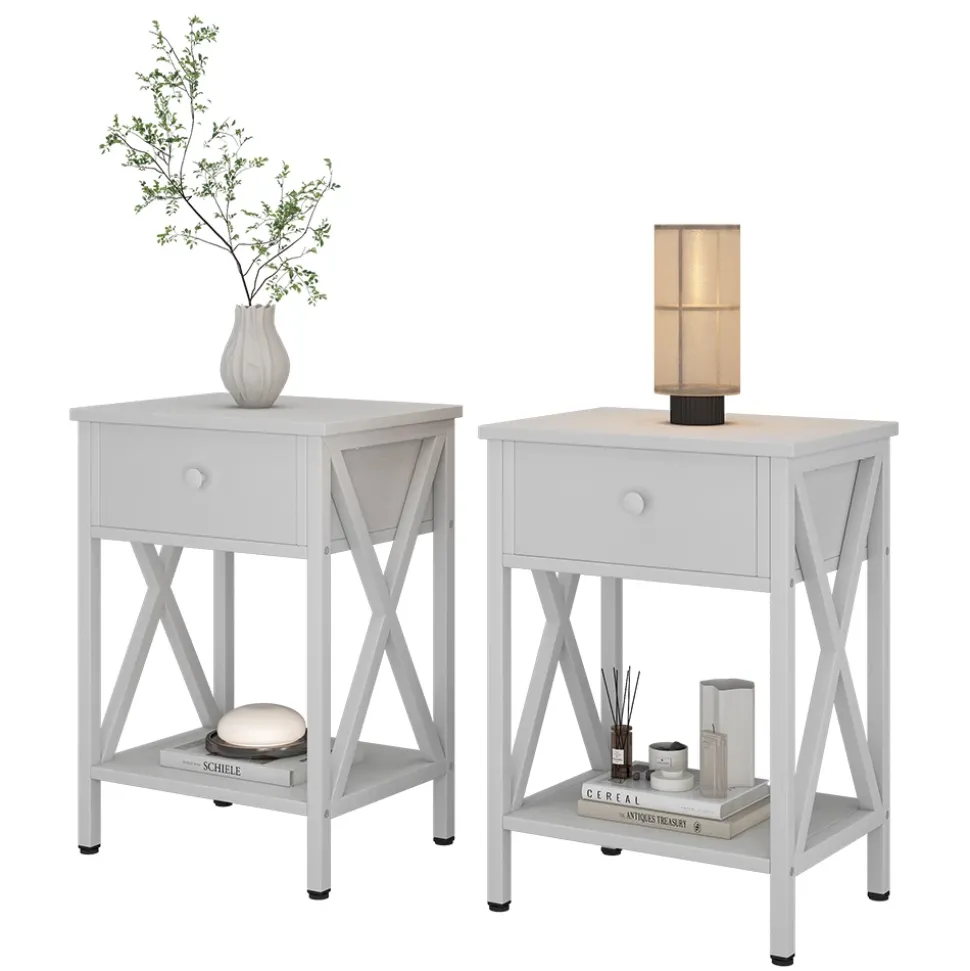 Nachttisch Keno Weiß 2er Set Vicco