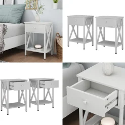 Nachttisch Keno Weiß 2er Set Vicco