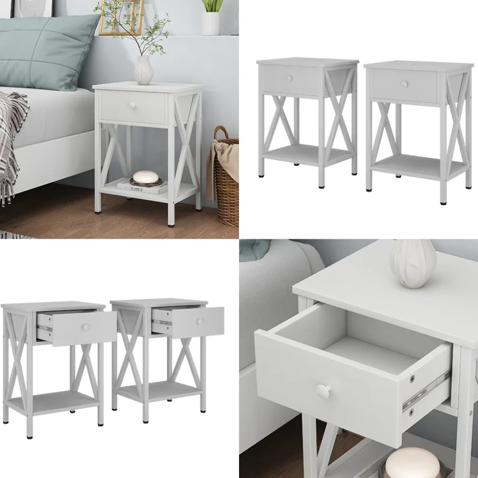 Nachttisch Keno Weiß 2er Set Vicco