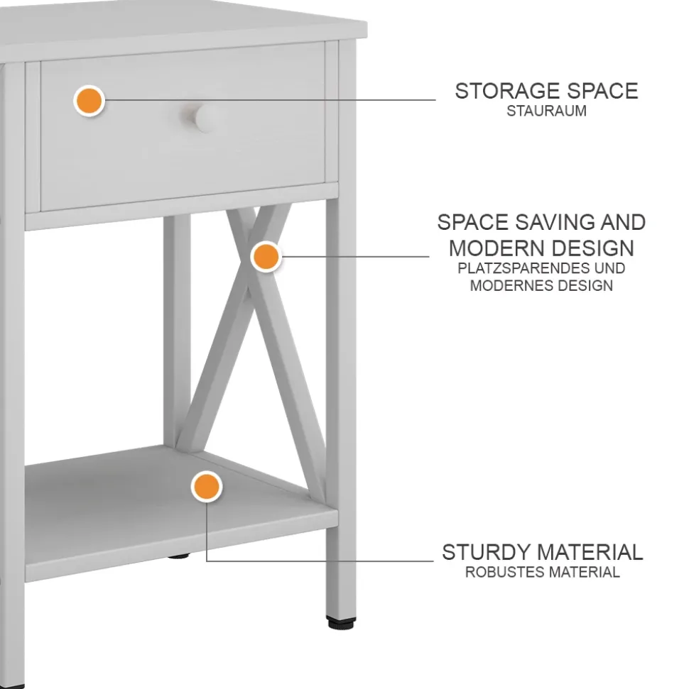 Nachttisch Keno Weiß 2er Set Vicco