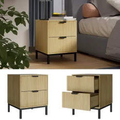 Nachttisch Lennox Eiche 40 x 52 cm mit 2 Schubladen Vicco