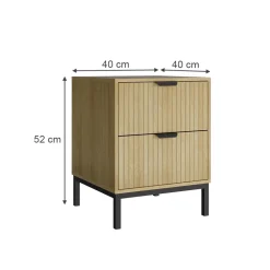 Nachttisch Lennox Eiche 40 x 52 cm mit 2 Schubladen Vicco