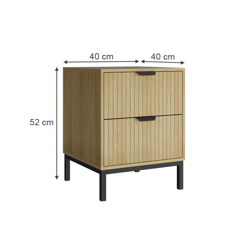 Nachttisch Lennox Eiche 40 x 52 cm mit 2 Schubladen Vicco