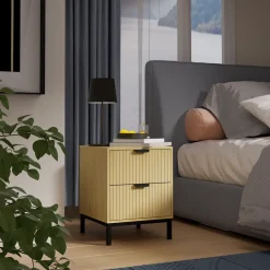 Nachttisch Lennox Eiche 40 x 52 cm mit 2 Schubladen Vicco