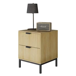 Nachttisch Lennox Eiche 40 x 52 cm mit 2 Schubladen Vicco