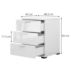 Nachttisch Marseille Weiß Hochglanz 46.2 x 60 cm Vicco