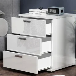 Nachttisch Marseille Weiß Hochglanz 46.2 x 60 cm Vicco