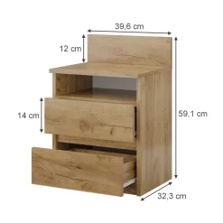 Nachttisch Monty Goldkraft Eiche 2er Set Vicco
