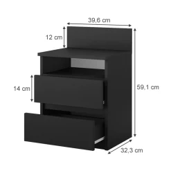 Nachttisch Monty Schwarz 2er Set Vicco