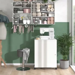 Nähtisch Carmen Weiß 118 x 77.5 cm mit 3 Regalen Vicco