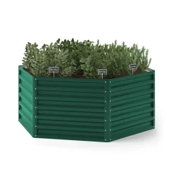 ok-Living Hochbeet Kräuterbeet Gemüsebeet sechseckig 129x129x60cm (LxBxH) grün Pflanzkasten Frühbeet Aufzucht Beet Garten